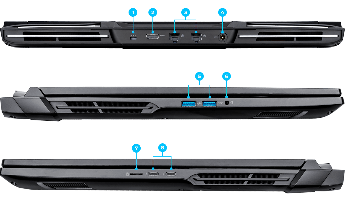 16 inch Nomad Vector Gaming laptop ports