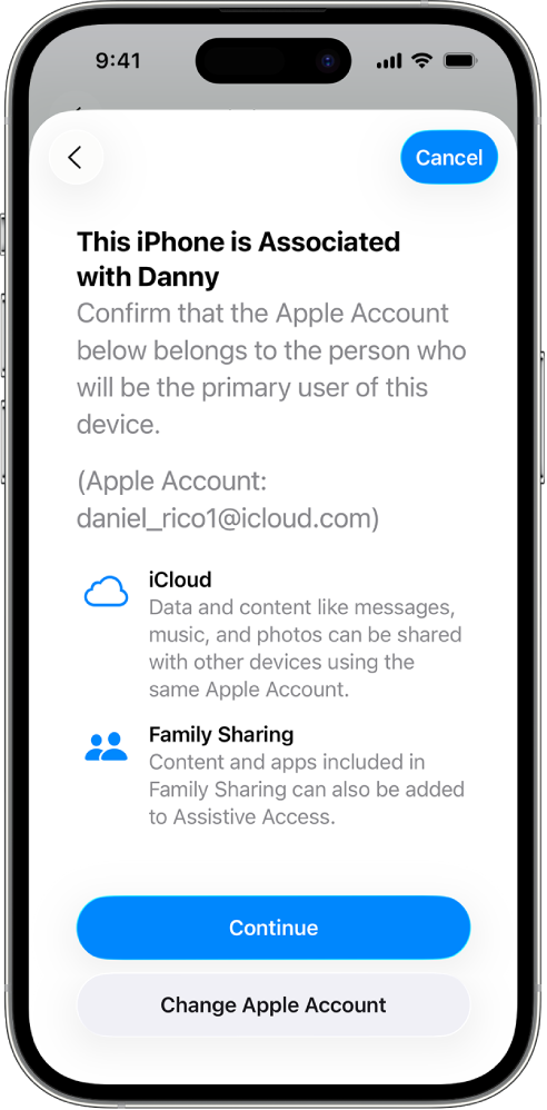 Verify the Apple Account - assistive access.