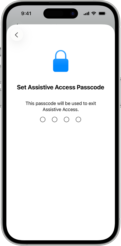 Set passcode of Assistive Access on iPhone.