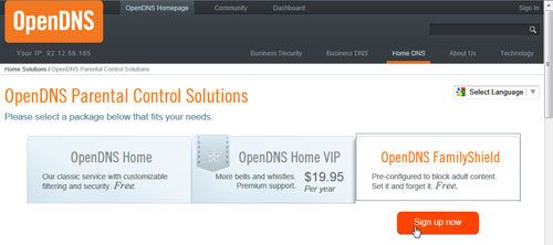 Click to visit Family Shield from OpenDNS
