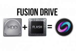What is fusion drive? A combination of a hard drive and a solid state drive in a Mac.