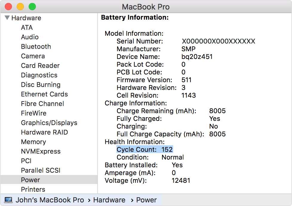 Hardware information from a MacBook Pro (non-Retina Display)