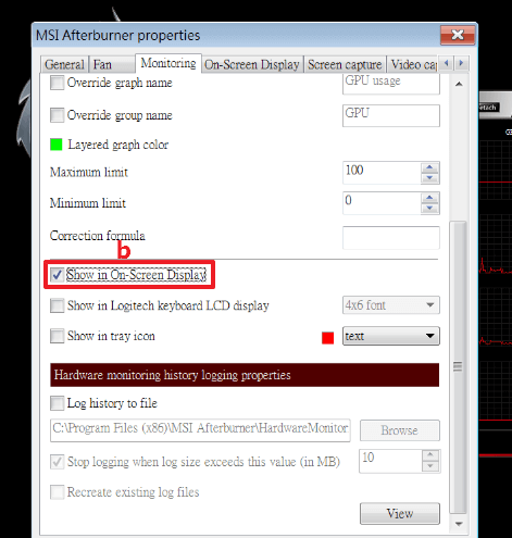 An image showing advanced settings in MSI Afterburner