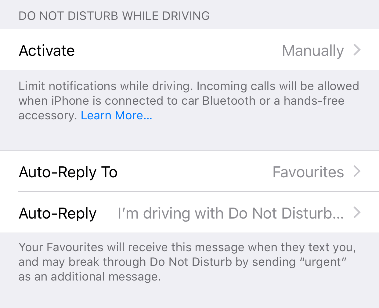 You can choose to have Do Not Disturb While Driving enable automatically, or you can manually enable it.