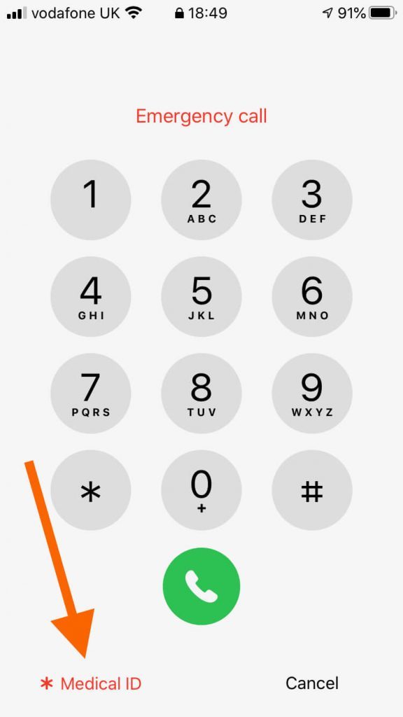 The screen on an iPhone where a user dials a phone number.