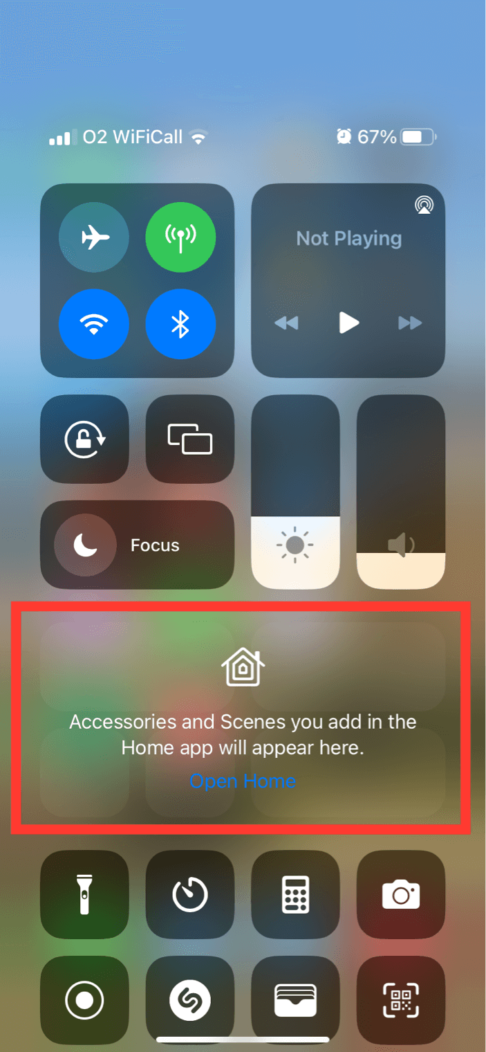 iPhone Control Centre Home Controls