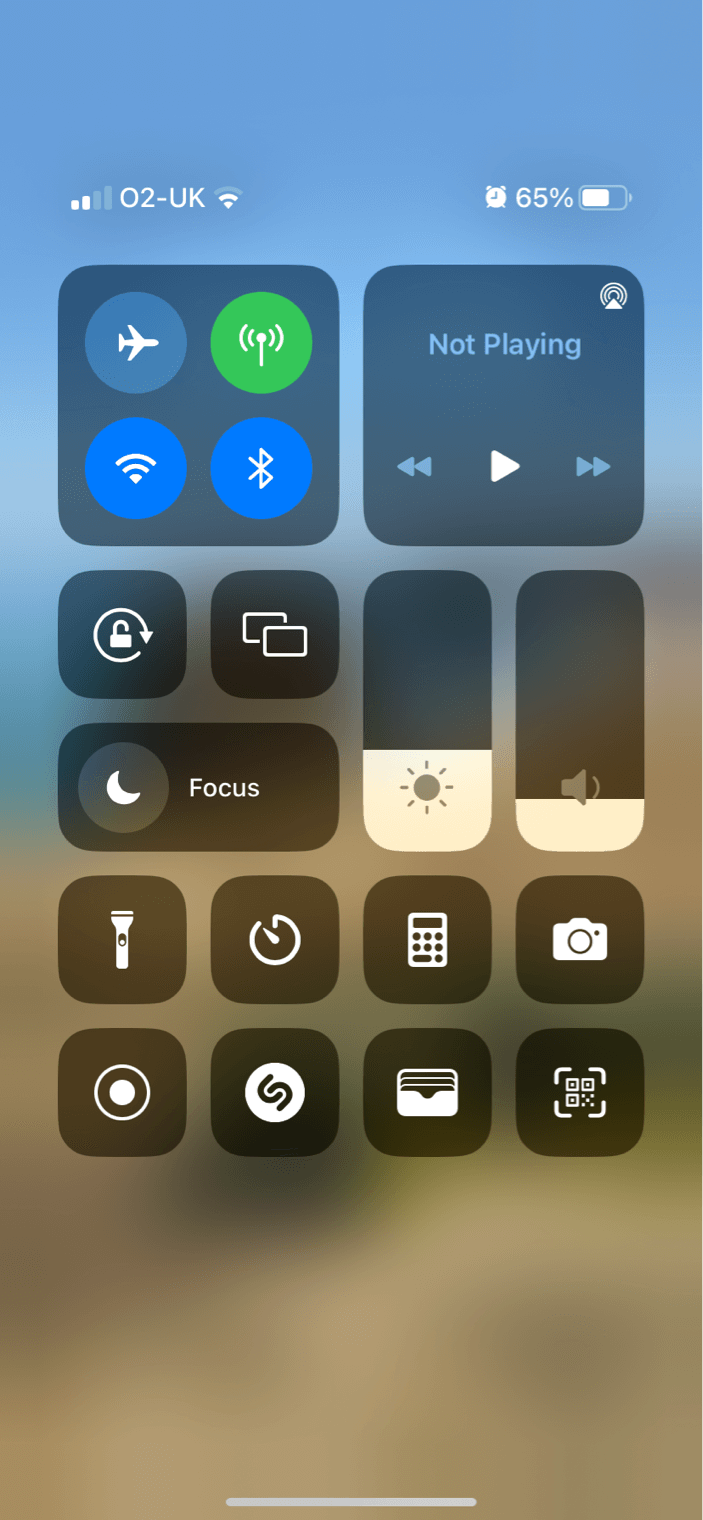 iPhone Control Centre Home Controls with extra space
