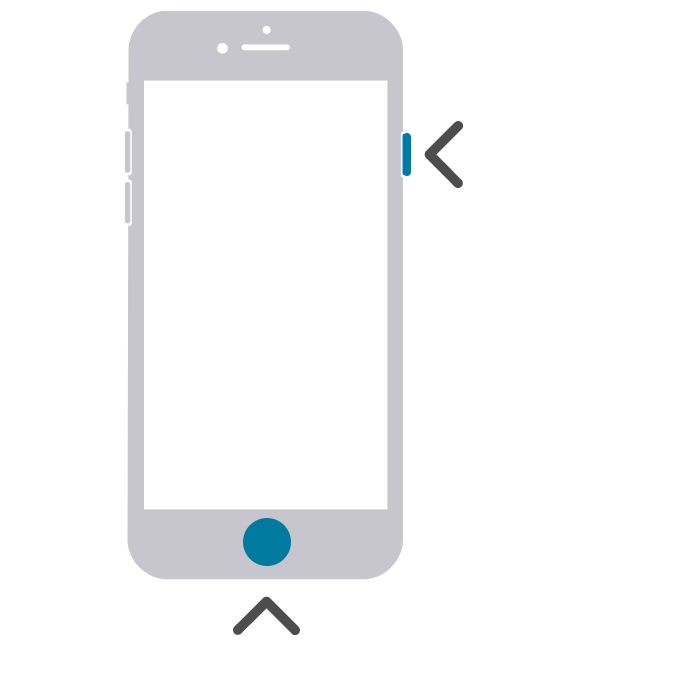 iPhone 7 illustration with Side Power button and Home button highlighted